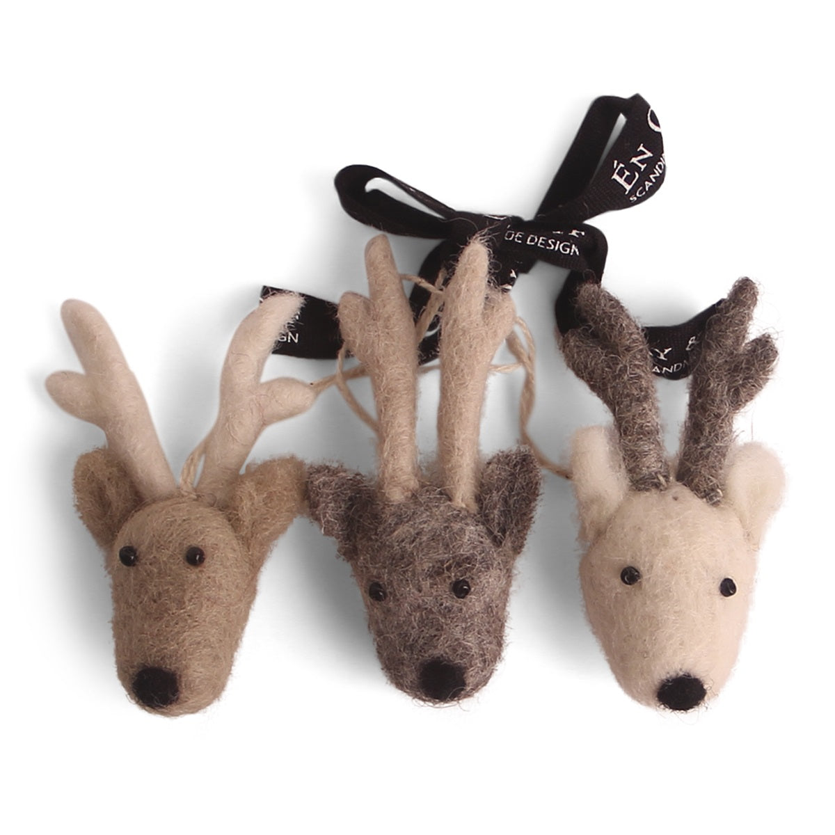 Felt Christmas Tree Decoration - Reindeer Faces (Set of 3)